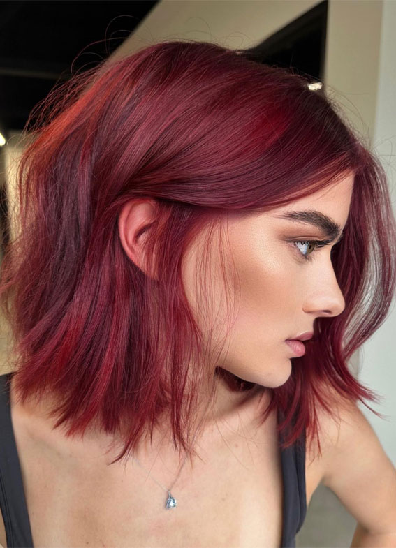 Collarbone Deep Red with Darker Undertones — Winter Auburn Hair Color