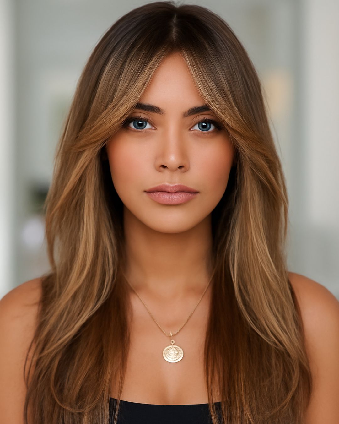 Mid-Back Layers with Blonde Highlights — Winter Haircuts for Straight Hair