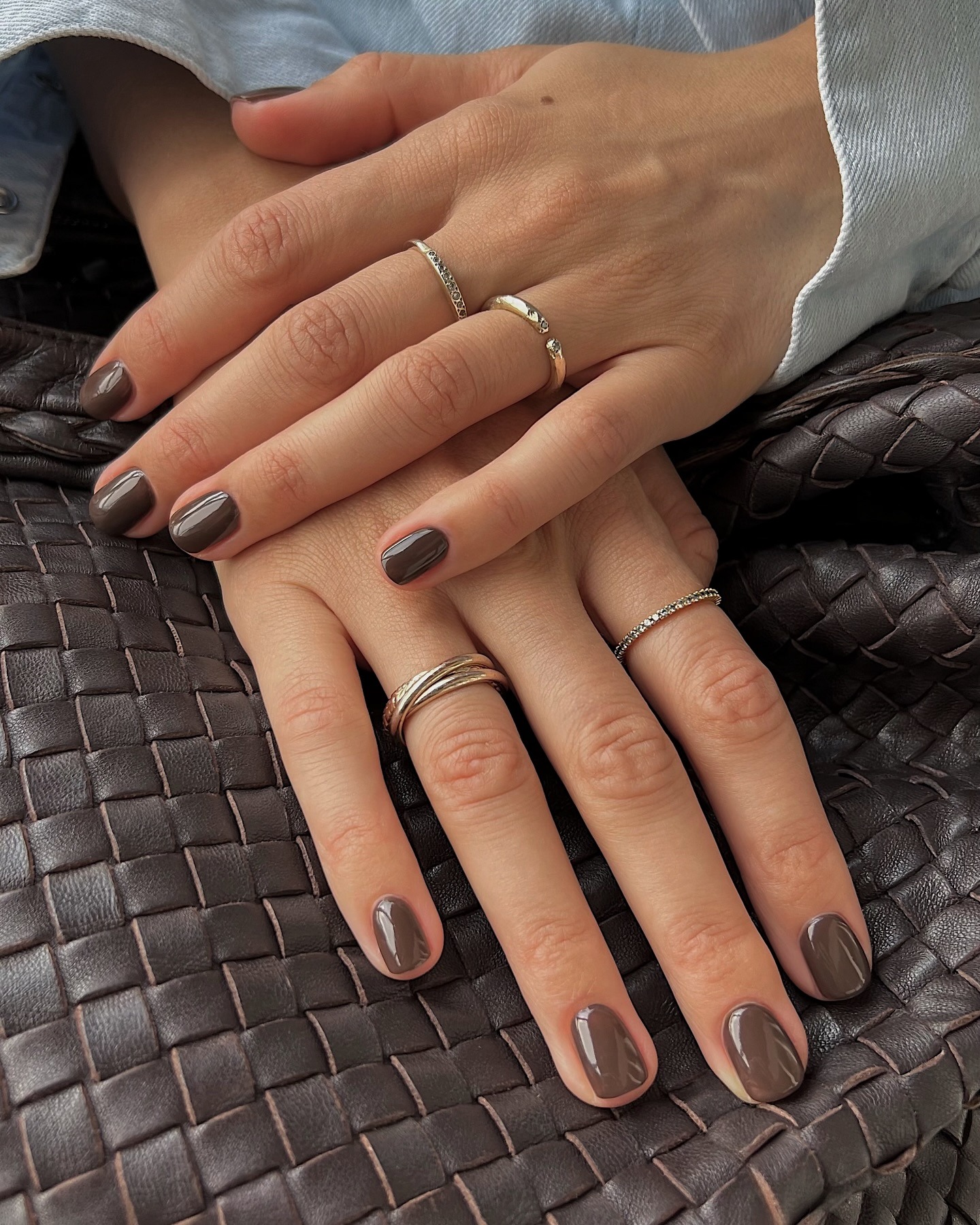 Glossy Medium Brown Neutral Nails — Dark Winter Nails