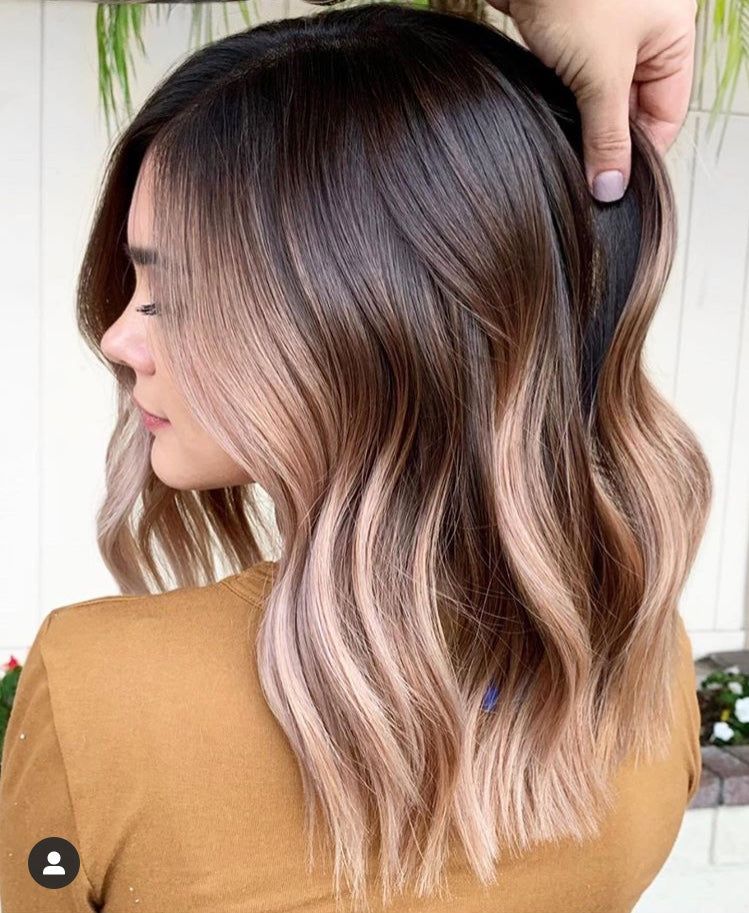 Collarbone Dark Brown to Ash Blonde Shoulder Length — Winter Ombre Hair