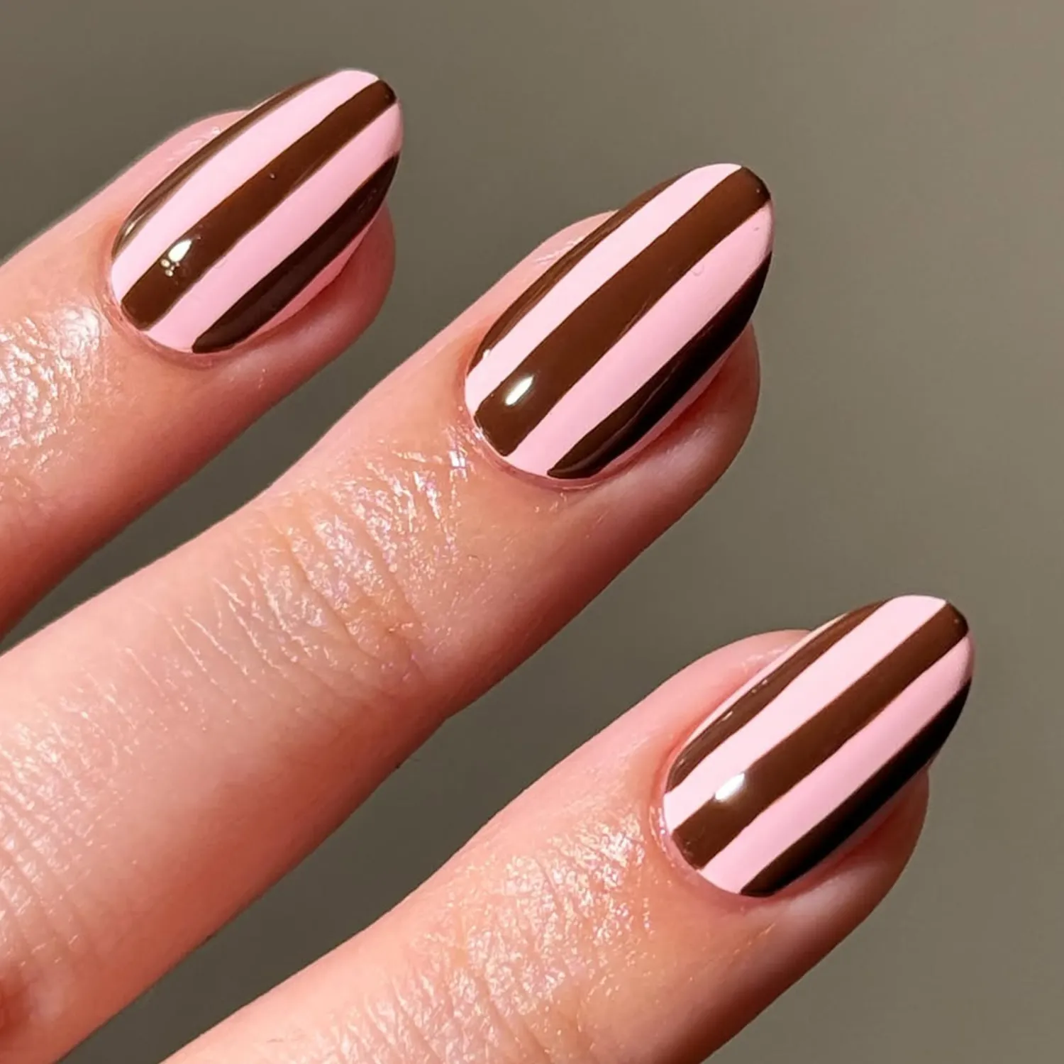 Bold Pink and Dark Brown Diagonal Stripes Bold Pink and Dark Brown Diagonal Stripes — Winter Nail Designs