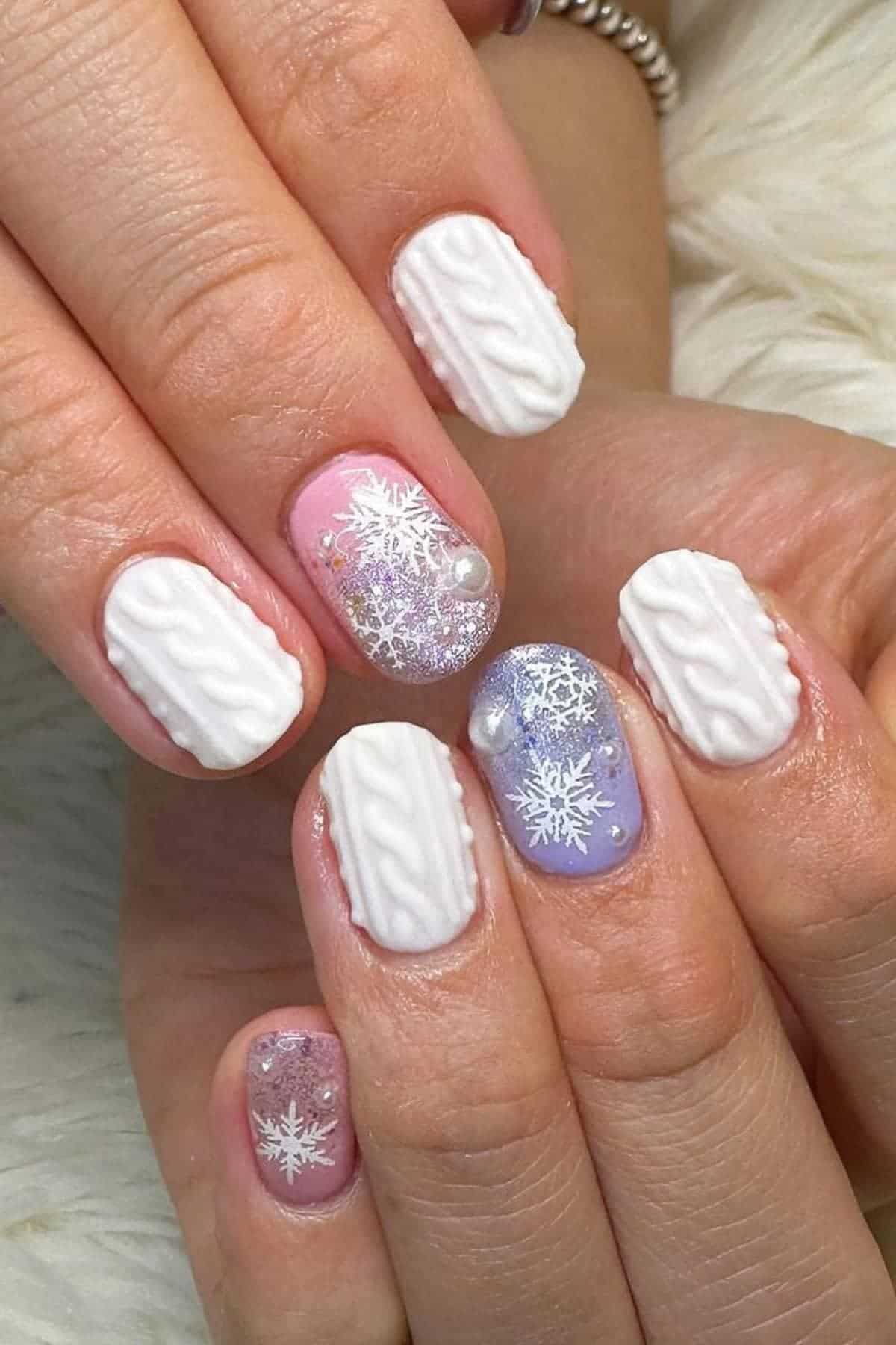 3D Cable Knit Pastel Winter Nails 3D Cable Knit Pastel Winter Nails