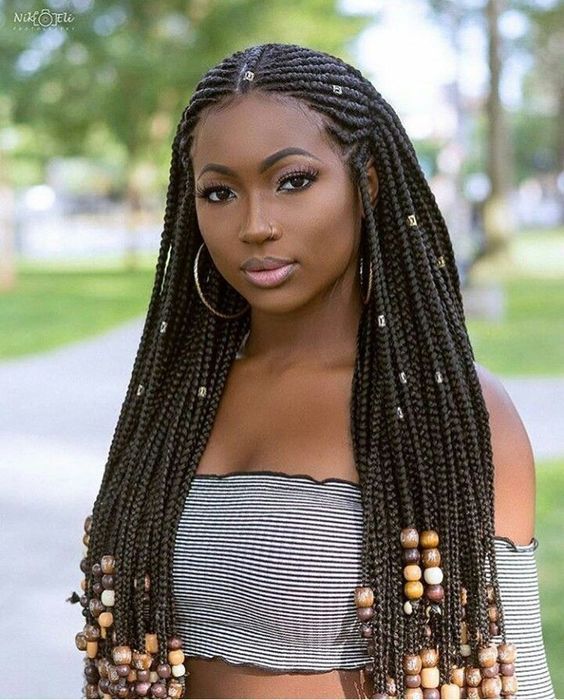 Black Box Braids With Beads Black Box Braids With Beads — Winter Braided Hairstyles