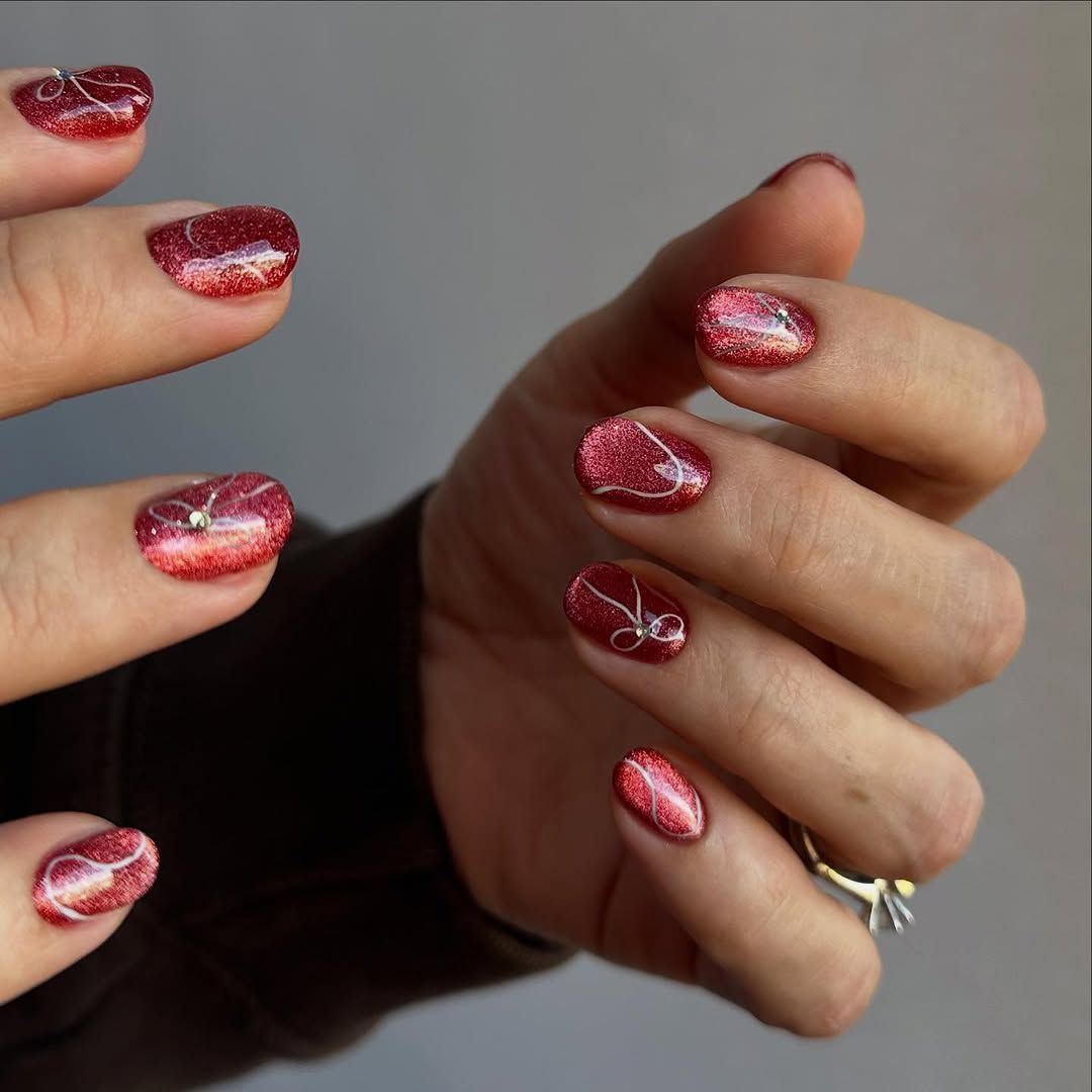 Glitter Glossy Visual Idea Glitter Glossy Visual Idea — Short Winter Nails