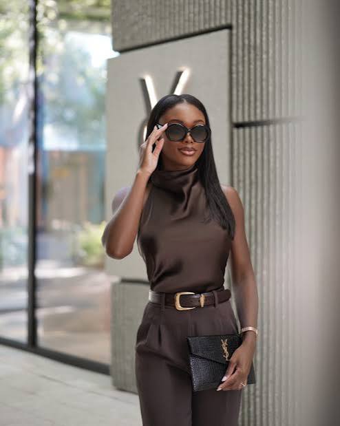 Sophisticated Satin Set in Chocolate Brown for Smart Casual Evenings — Chocolate Brown Outfits