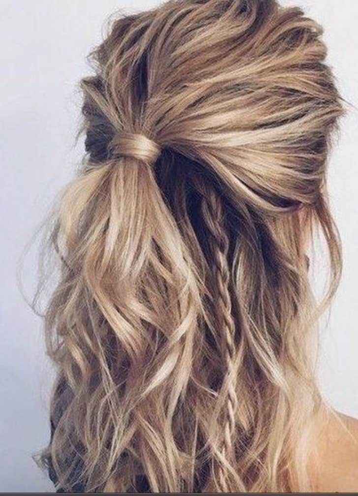 Ash Blonde Low Ponytail Braided Accents Ash Blonde Low Ponytail Braided Accents — Winter Half Up Half Down Hairstyles