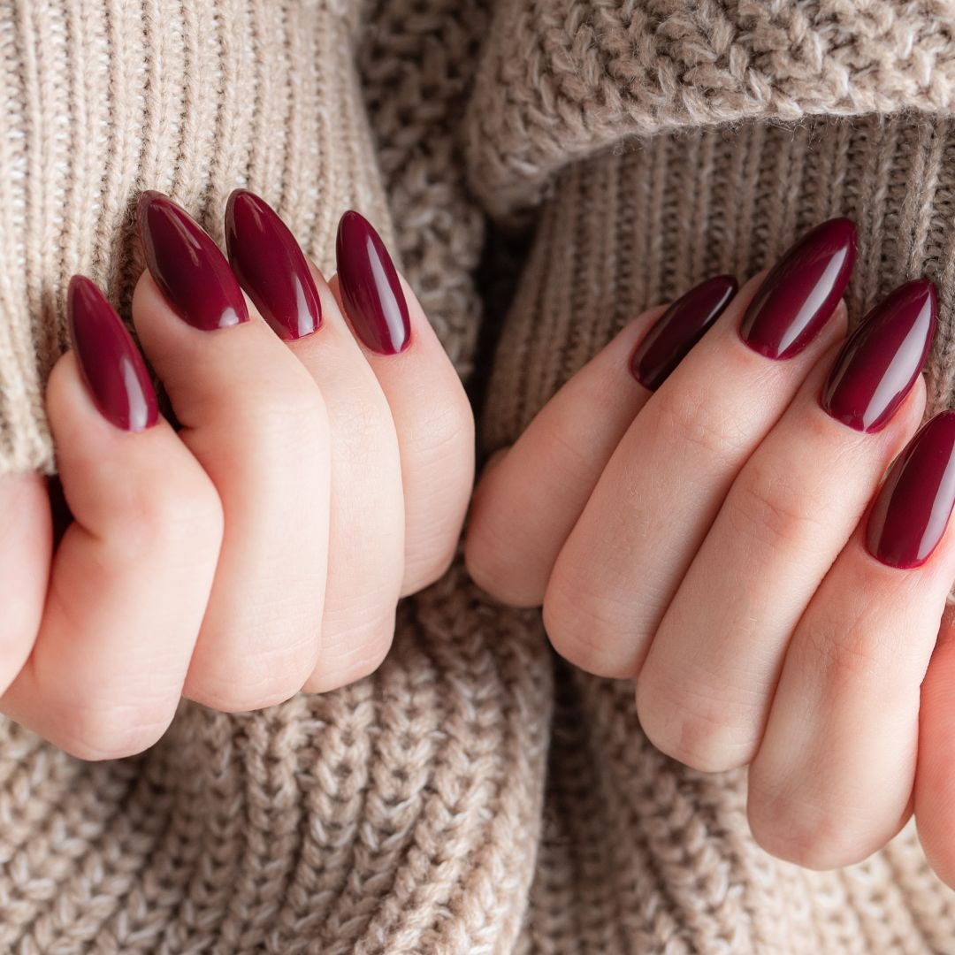 Deep Glossy Burgundy Red — Winter Nail Colors