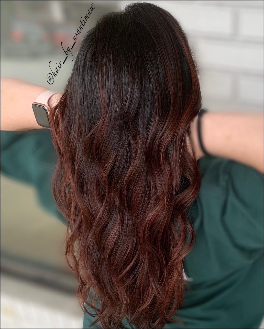 Warm Mahogany Mid-Back Waves Warm Mahogany Mid-Back Waves — Mahogany Hair Color