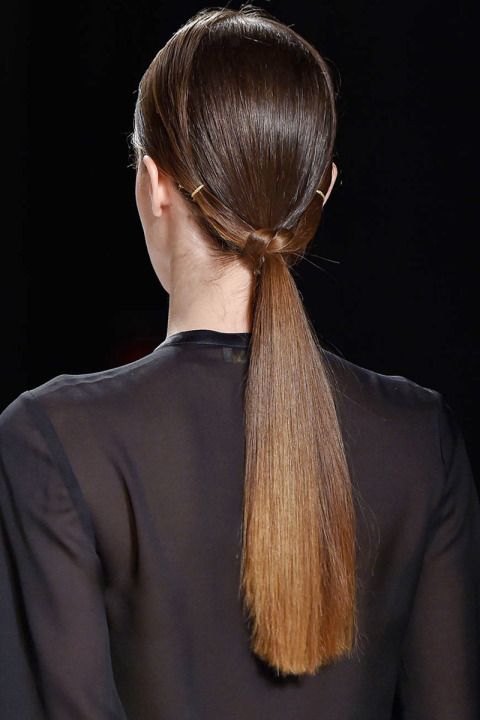 Mid-Back Sleek Medium Brown Low Ponytail — Winter Ponytail Hairstyles