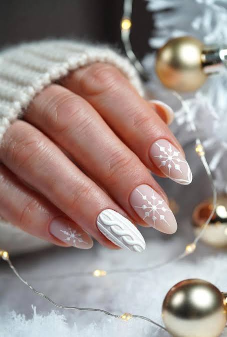 Nude Matte Snowflake Cable Knit Nude Matte Snowflake Cable Knit — Sweater Nails