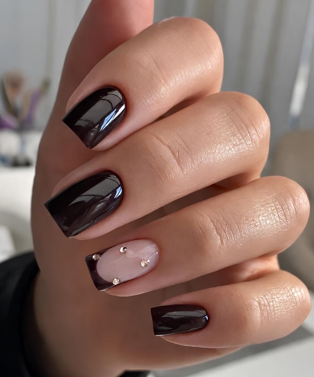 Dark Brown Red Almond Gloss Dark Brown Red Almond Gloss — Black Cherry Nails