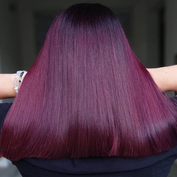Dark Plum With Lighter Plum Highlights — Plum Hair Color