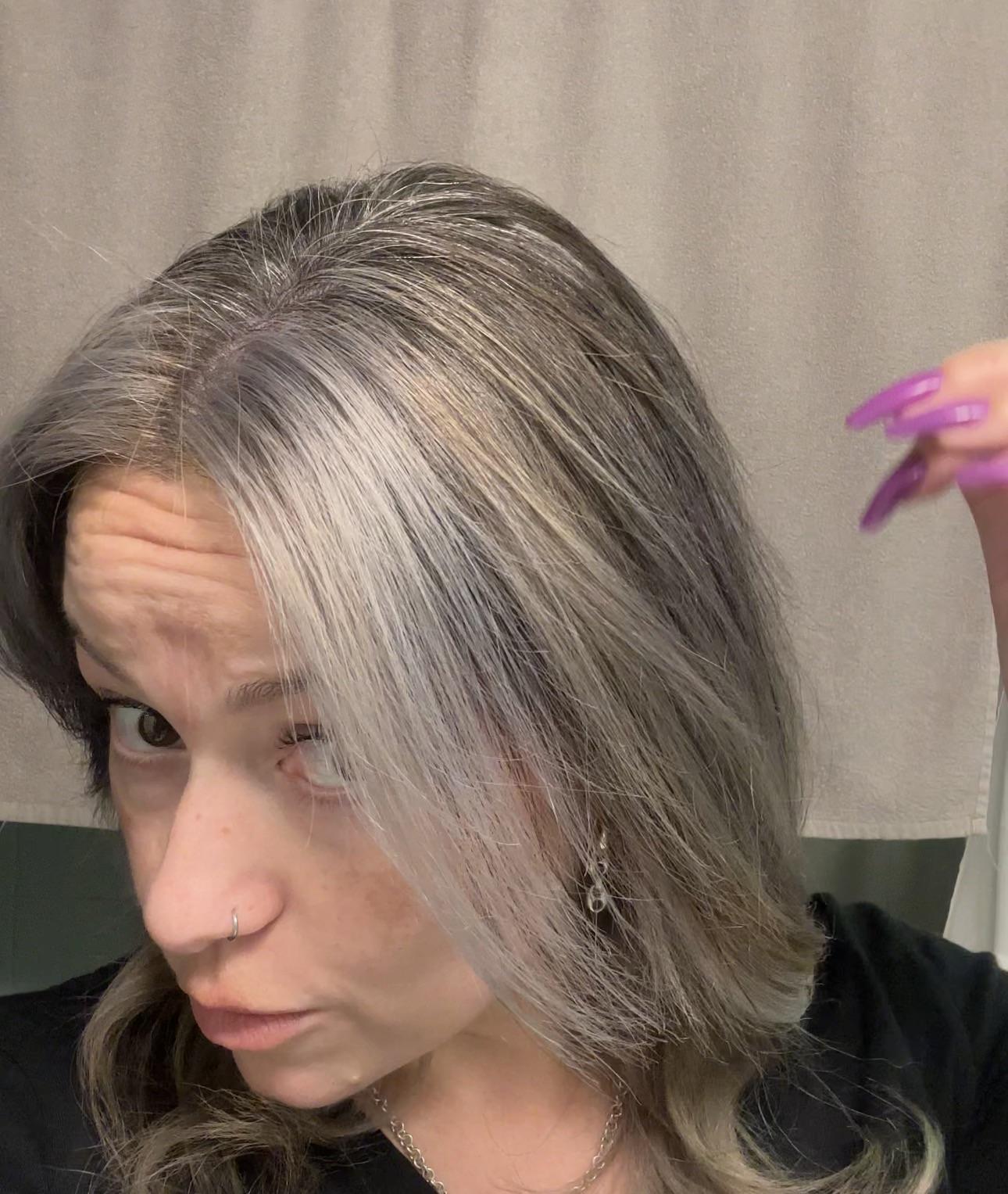 Close Crop Visible Gray Roots Blend — Gray Blending Highlights