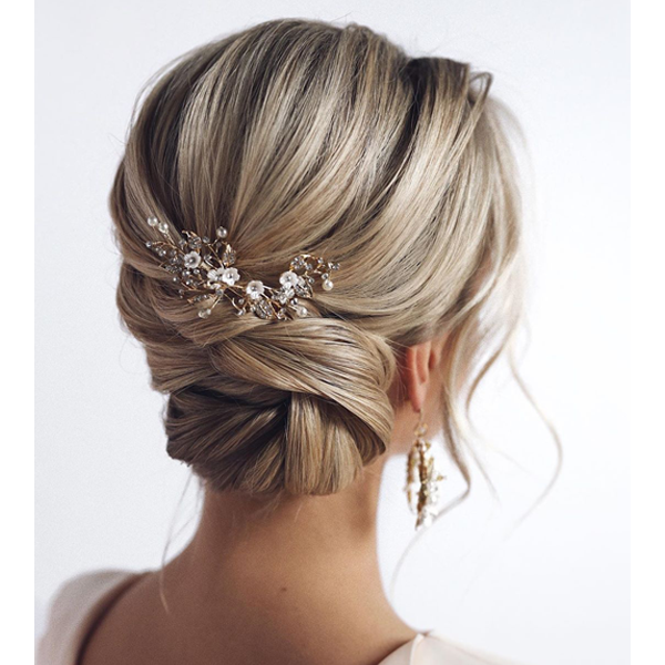 Light Blonde Twisted Updo with Braid — Winter Updos