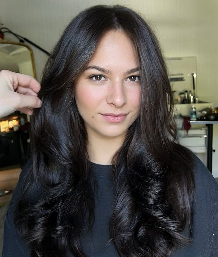 Sophisticated Espresso With Soft Waves Sophisticated Espresso With Soft Waves — Espresso Brown Hair