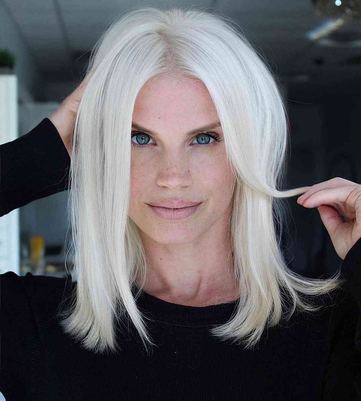 Collarbone Visual Idea — Winter Hair Colors for Pale Skin