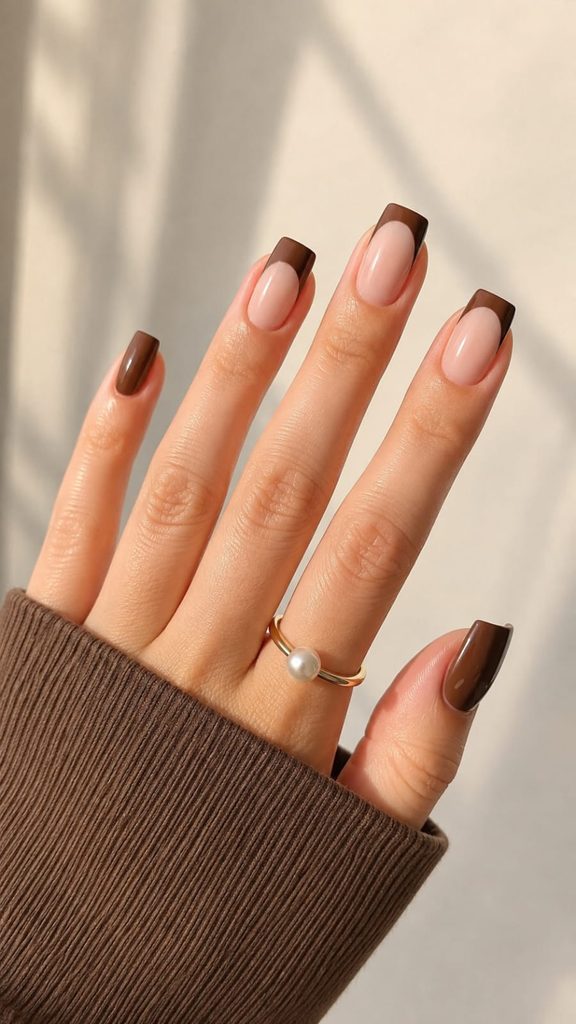 Modern Chocolate Brown French Tip Nails Modern Chocolate Brown French Tip Nails — Chocolate Brown Nails