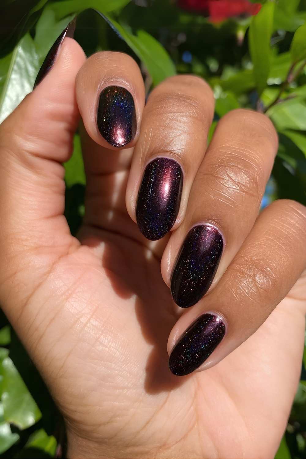 Burgundy Shimmer Oval Nails Burgundy Shimmer Oval Nails — Black Cherry Nails