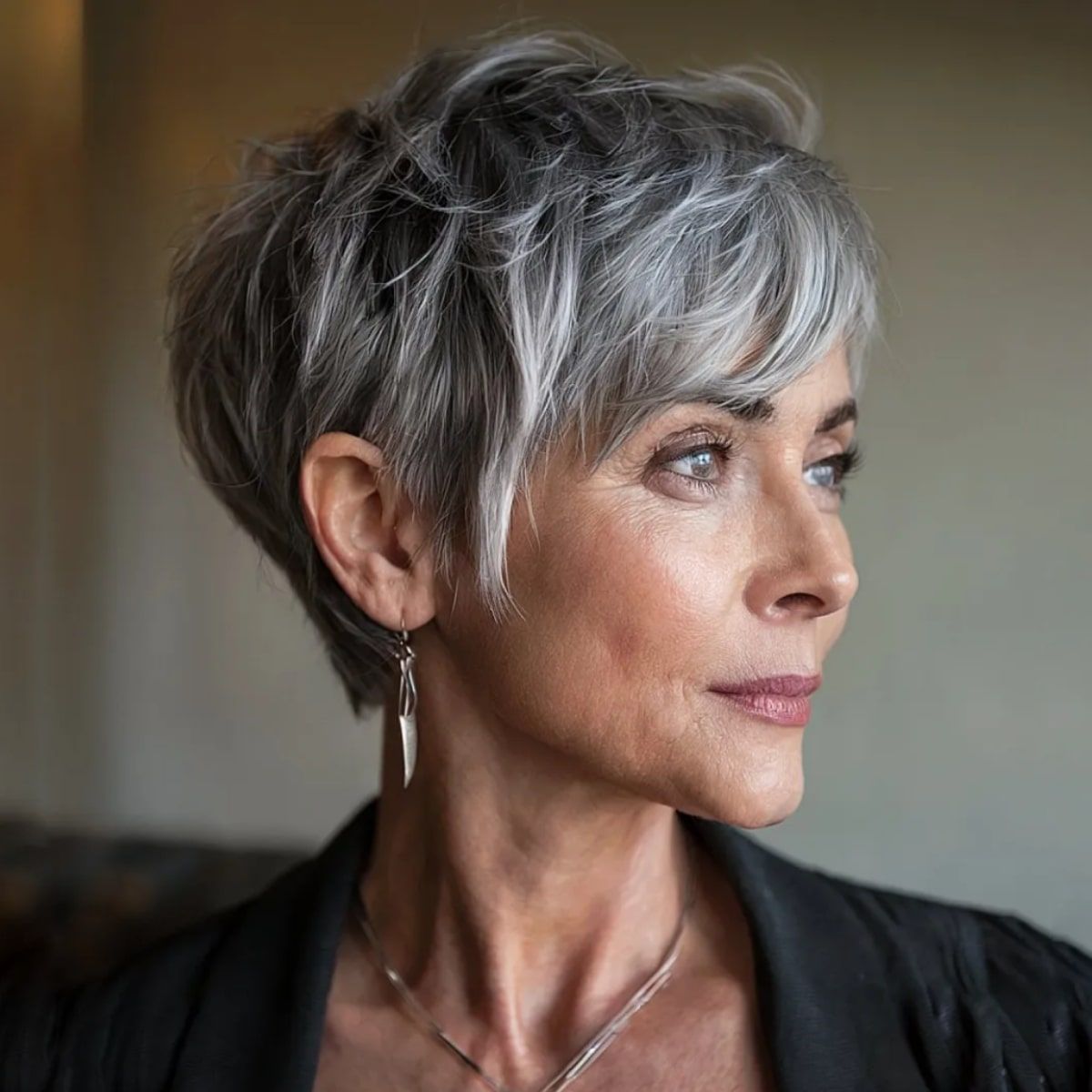 Textured Silver Grey Pixie Textured Silver Grey Pixie — Winter Hairstyles for Thick Hair