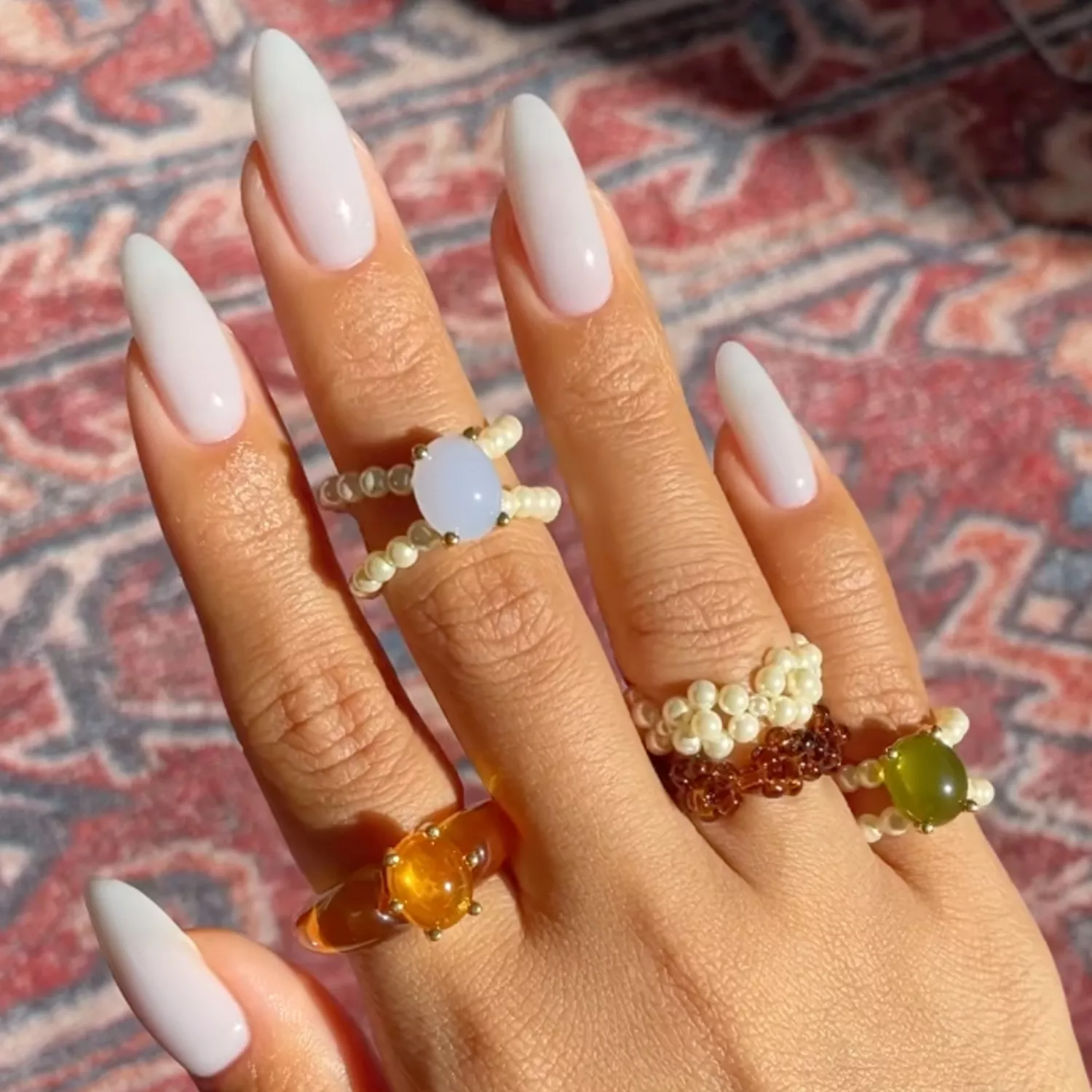 Sharp Glossy White Stiletto Nails — Winter White Nails
