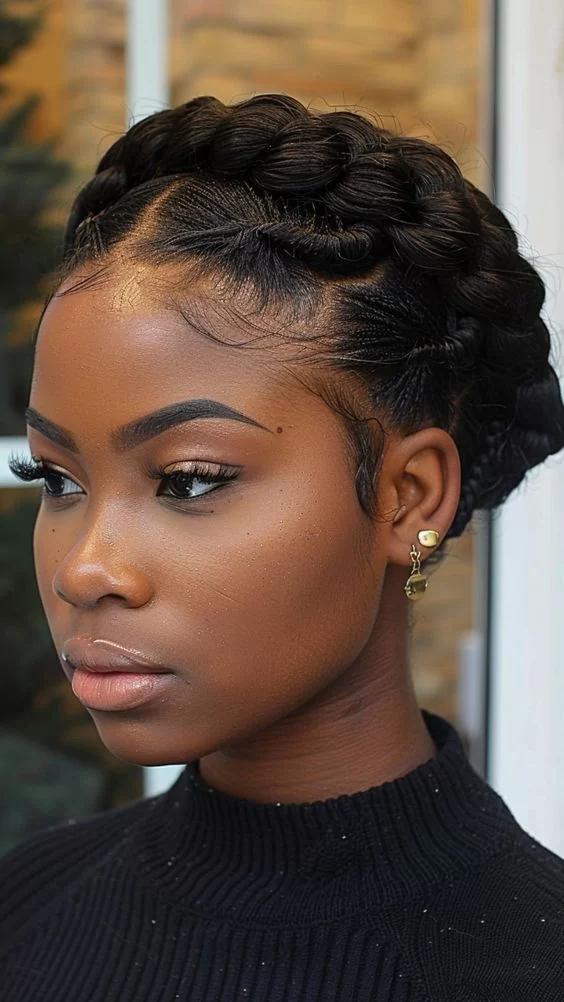 Thick Afro-Textured Crown Braid — Winter Braid Colors for Black Women