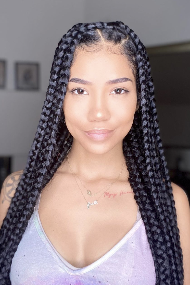 Box Braids with Gold Accents — Winter Protective Hairstyles
