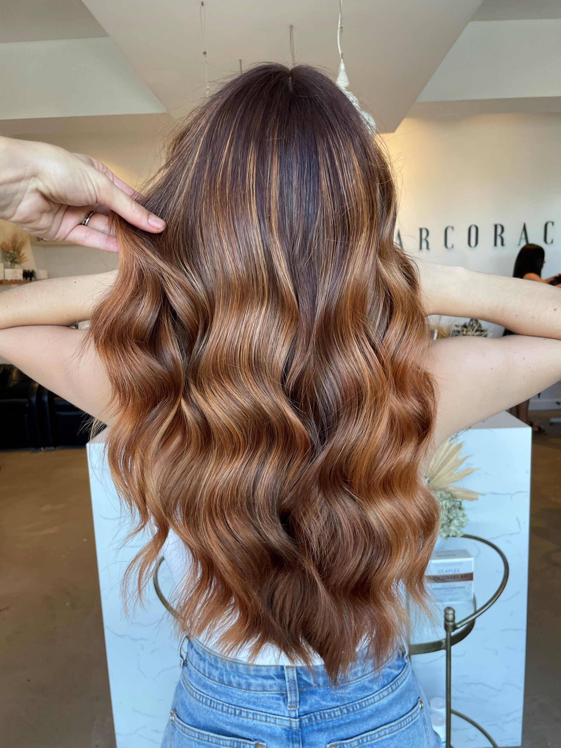 Copper and Rose Gold Balayage on Dark Brown Copper and Rose Gold Balayage on Dark Brown — Winter Balayage
