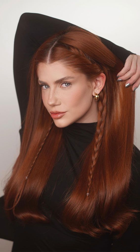 Long Layers Visual Idea — Winter Copper Hair Color