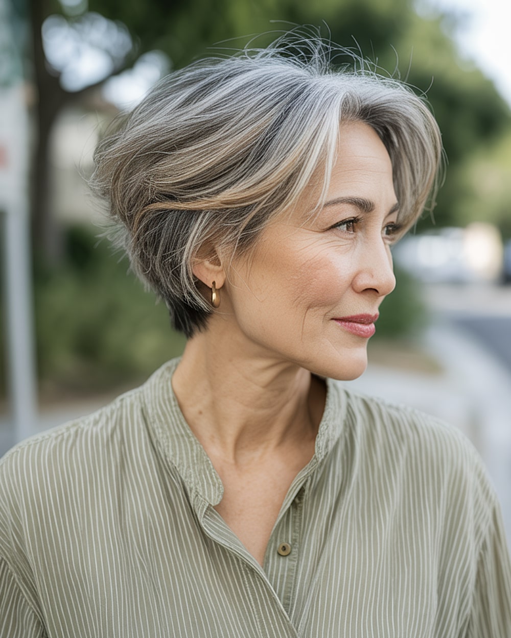 Chin Length Bob With Blended Color Chin Length Bob With Blended Color — Winter Haircuts for Gray Hair