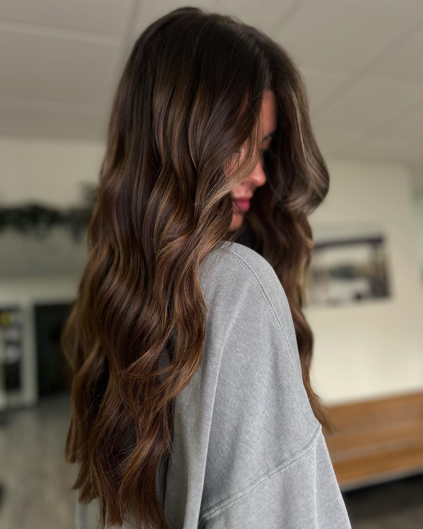 Dark Espresso With Warm Caramel Balayage — Winter Hair Colors for Brunettes