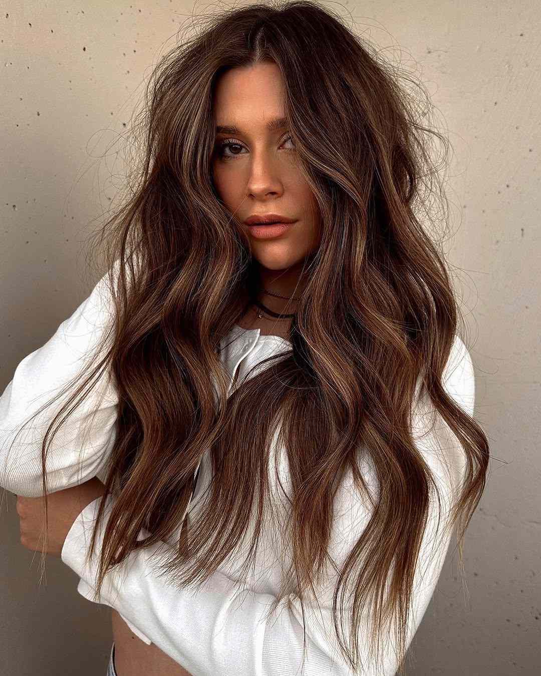 Long Dark Brown With Subtle Caramel — Winter Hair Colors for Brown Eyes