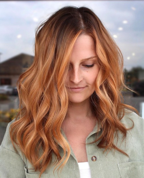 Copper With Blonde Highlights Visual Idea — Winter Hair Colors for Pale Skin
