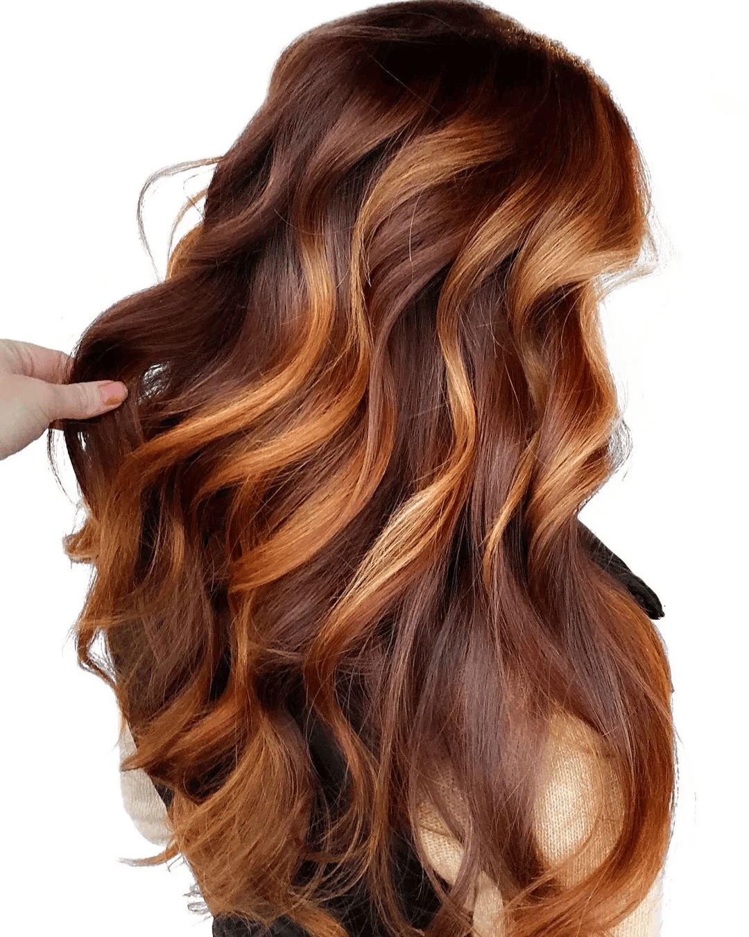 Mid-Back Dark Brown with Auburn & Blonde Highlights — Winter Auburn Hair Color