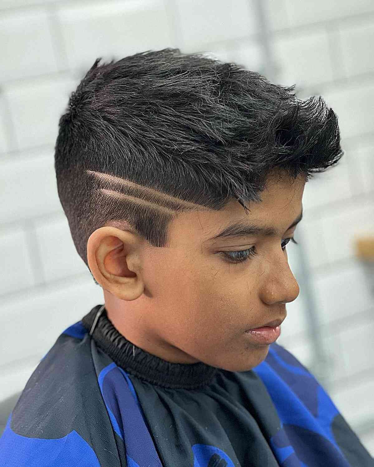 Textured Crop With Sharp Fade and Forward Fringe Textured Crop With Sharp Fade and Forward Fringe — Winter Haircuts for Boys