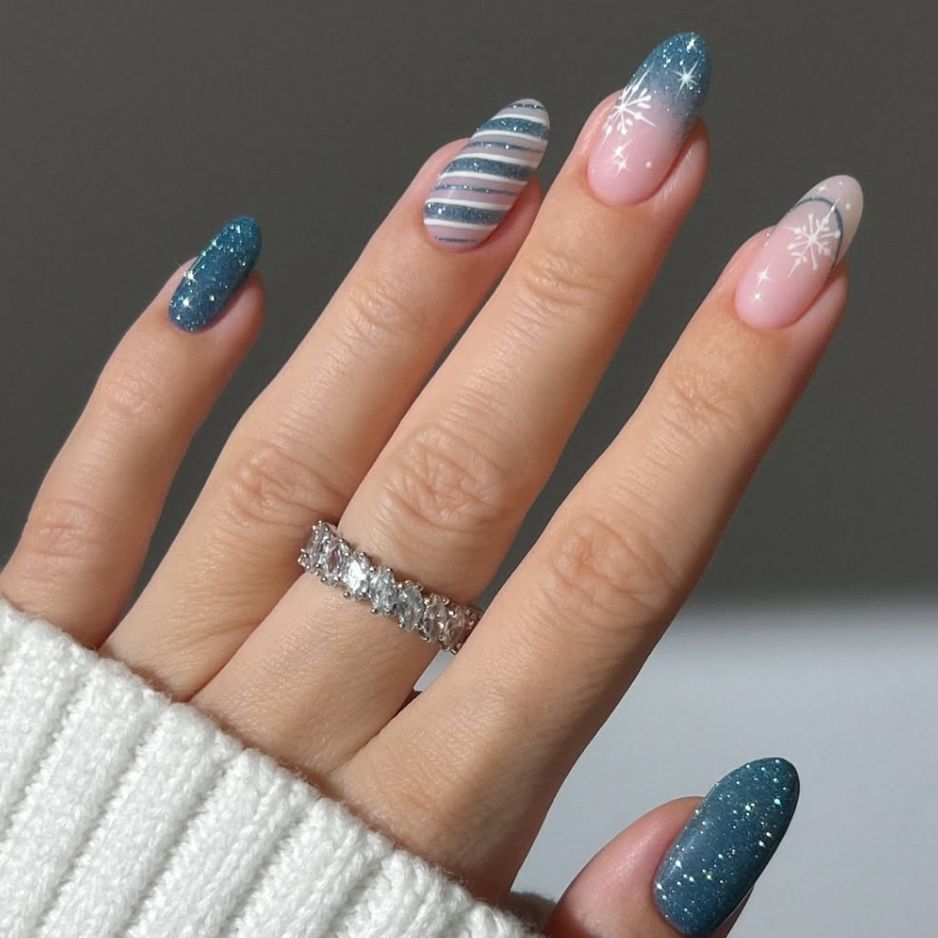 One Hand Visual Idea One Hand Visual Idea — Winter Ombre Nails