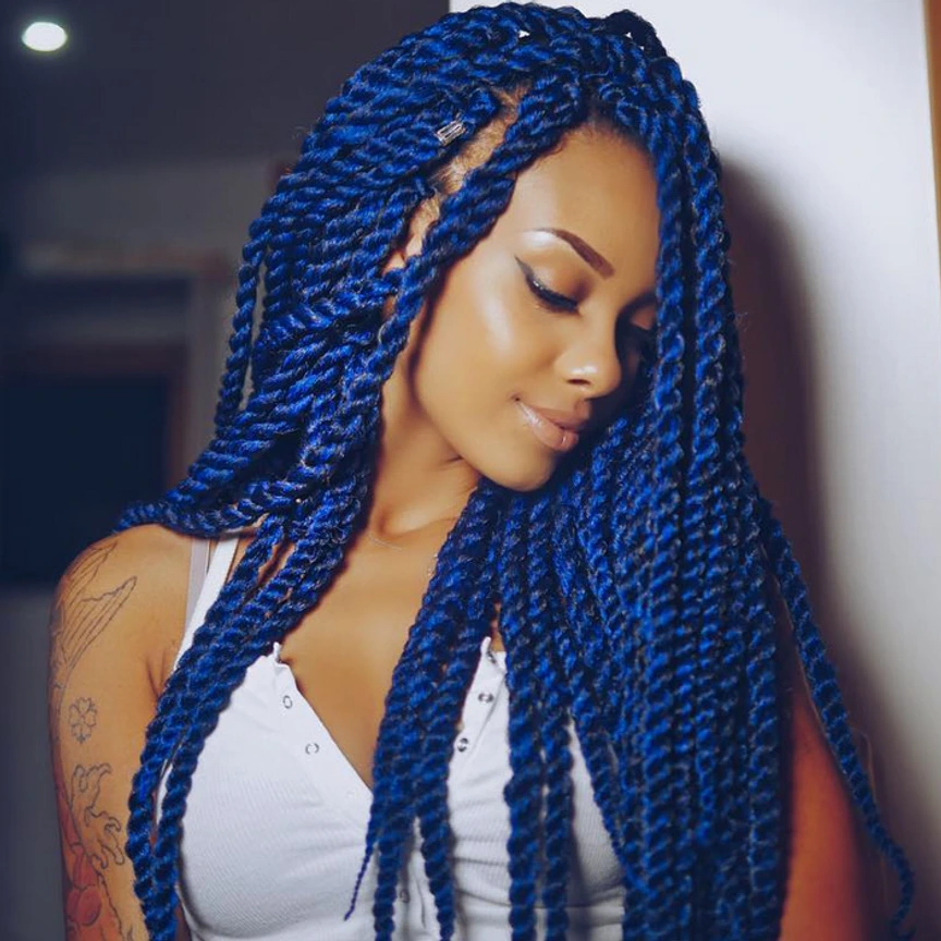 Electric Blue Yarn Twists — Winter Braid Colors for Black Women