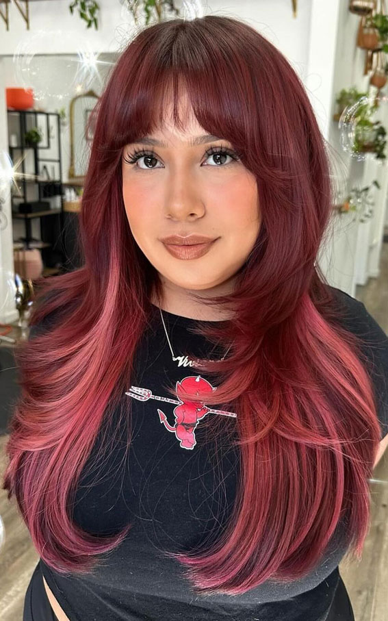 Deep Berry Red With Pinkish Highlights — Winter Red Hair Colors