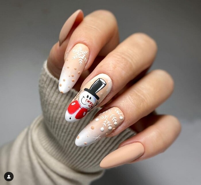Nude Ombre Snowman Stiletto Nude Ombre Snowman Stiletto — Winter Acrylic Nails