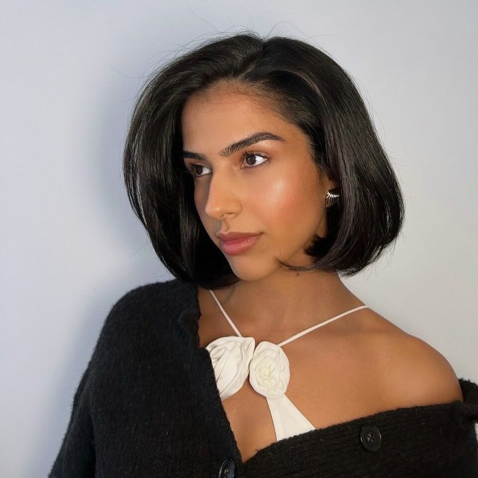 Polished Dark Brown Blunt Bob — Winter Haircuts for Straight Hair