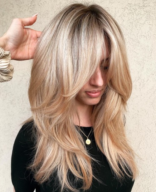 Ash Blonde Layers With Curtain Bangs — Long Winter Haircuts