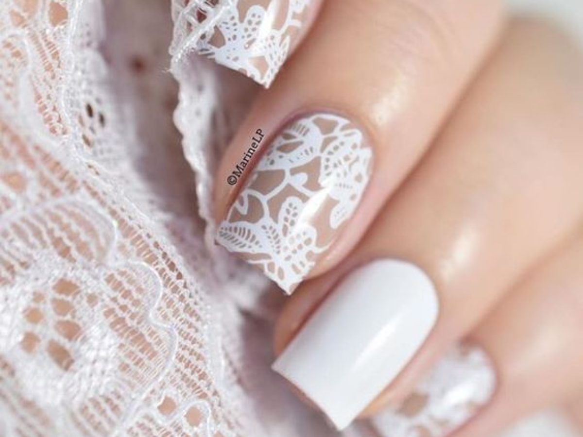 Sheer Nude White Lace Tip Nails Sheer Nude White Lace Tip Nails — Winter Wedding Nails