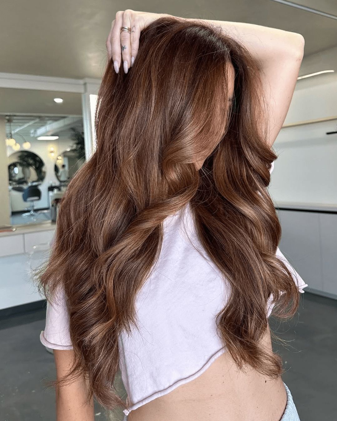 Medium Brown With Glossy Cinnamon Waves Medium Brown With Glossy Cinnamon Waves — Cinnamon Brown Hair