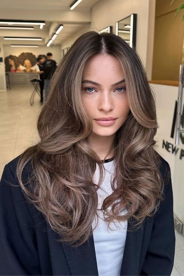 Dark Brown With Ash Blonde Highlights — Winter Hair Colors for Women Over 40
