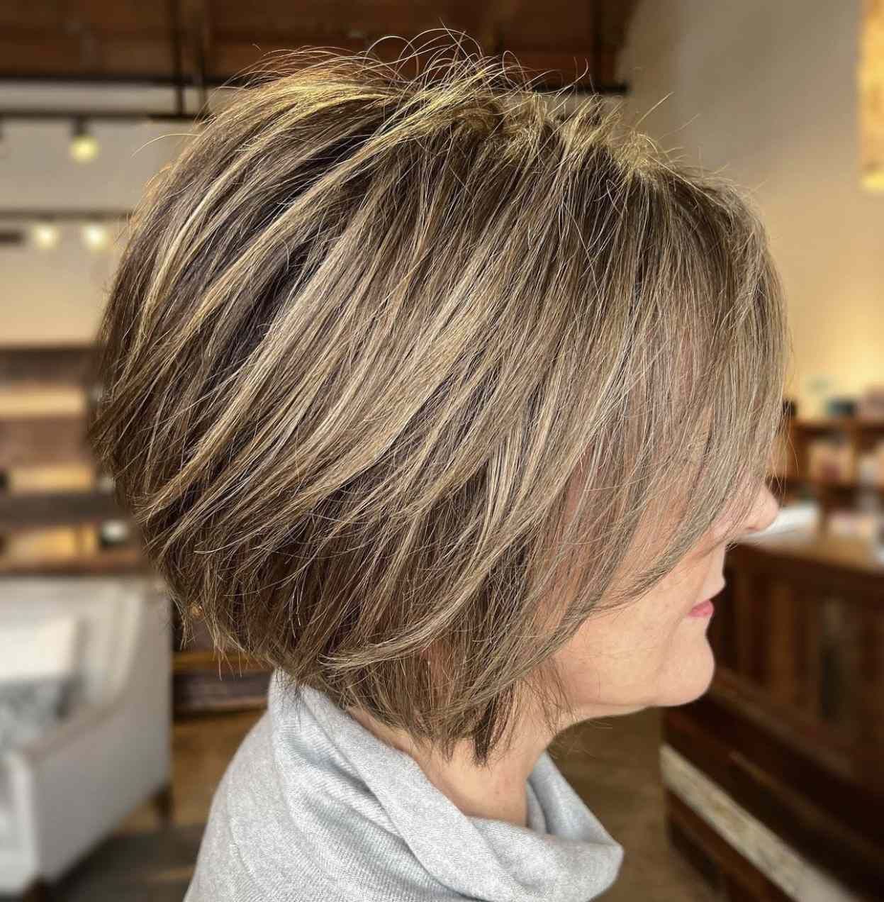 Brown With Blonde Highlights Visual Idea — Winter Haircuts for Women Over 70