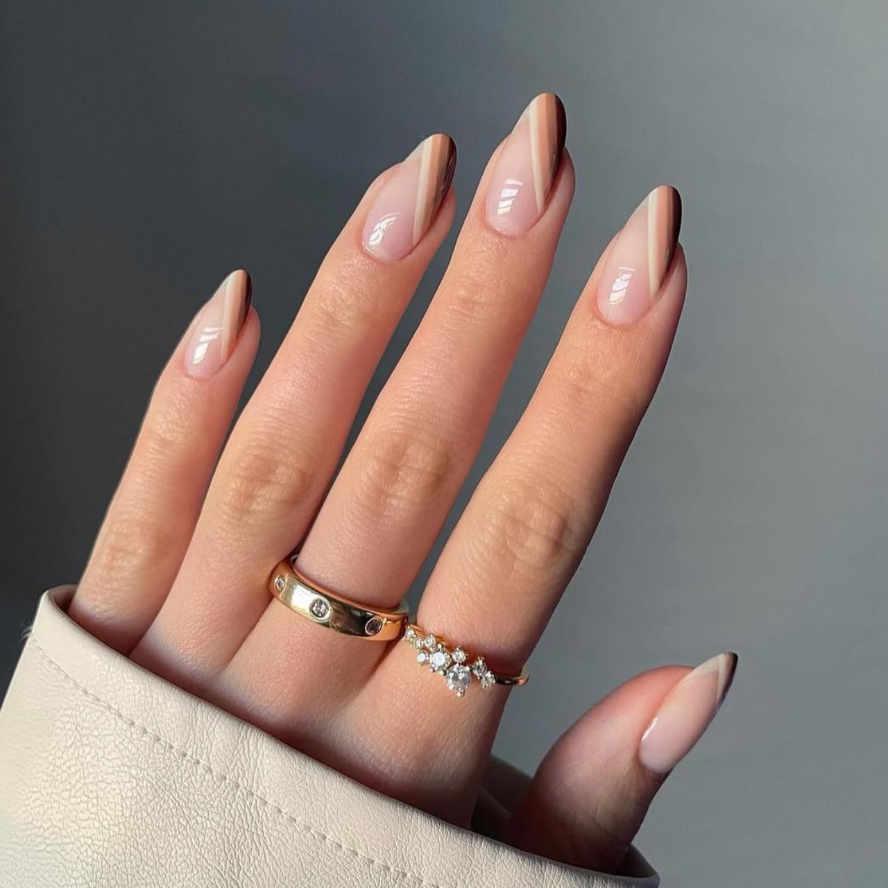 Diagonal Brown Nude French Diagonal Brown Nude French — Mocha Nails
