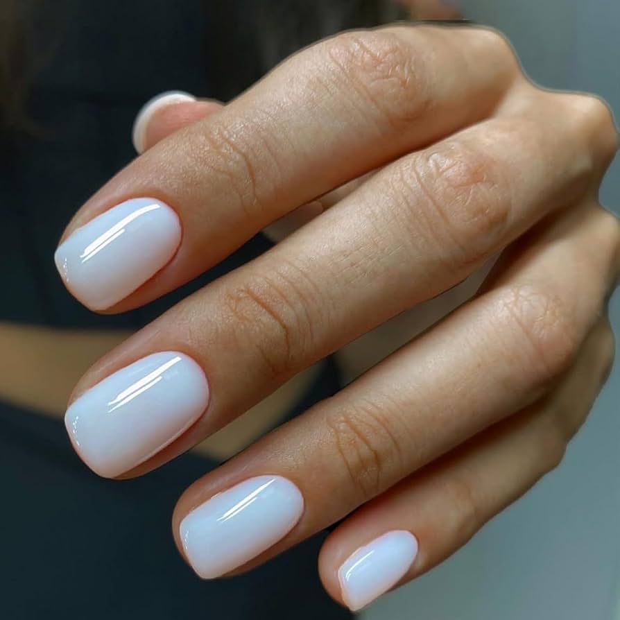 Perfectly Opaque Milky White Color Short Squoval Opaque Milky White Glossy Perfectly Opaque Milky White Color Short Squoval Opaque Milky White Glossy — Milky White Nails