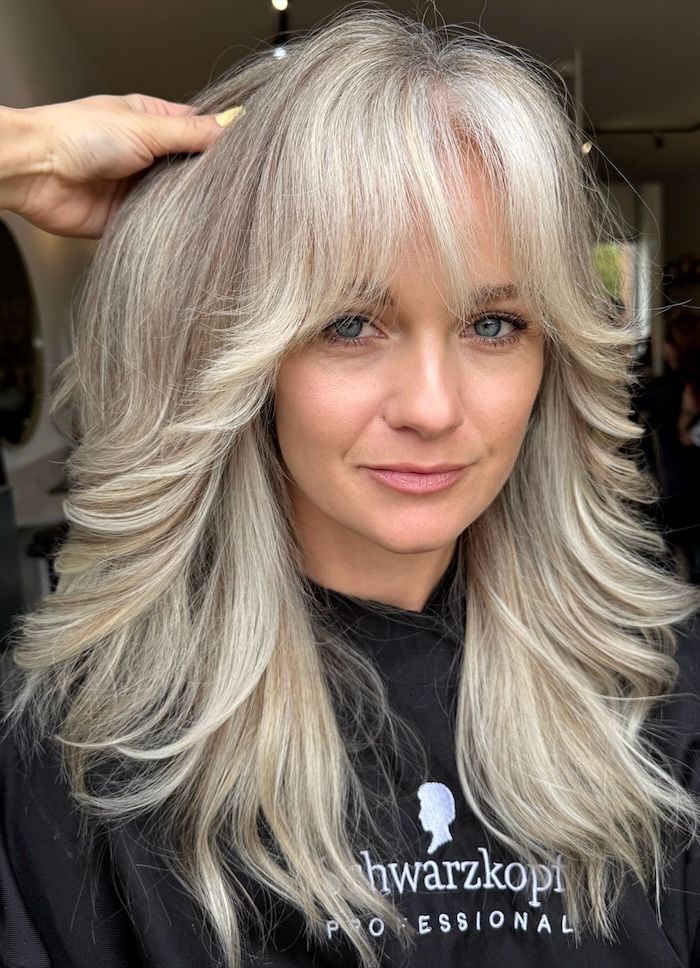 Voluminous Ash Blonde Long Shag Voluminous Ash Blonde Long Shag — Winter Hairstyles for Work