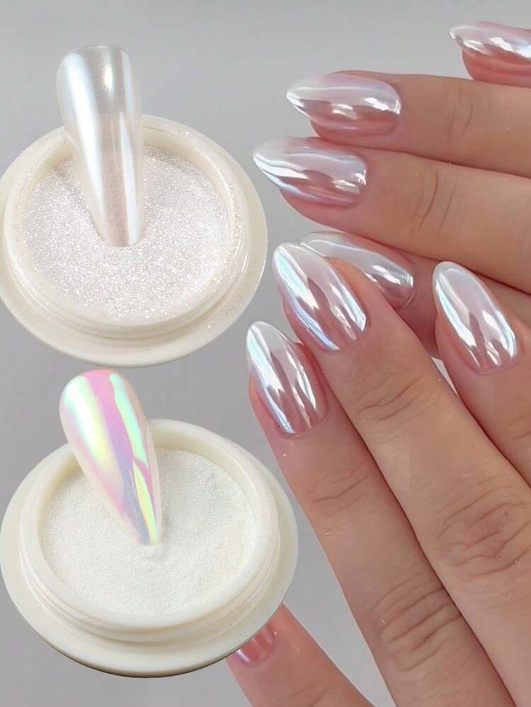 None Visual Idea None Visual Idea — Silver Chrome Nails