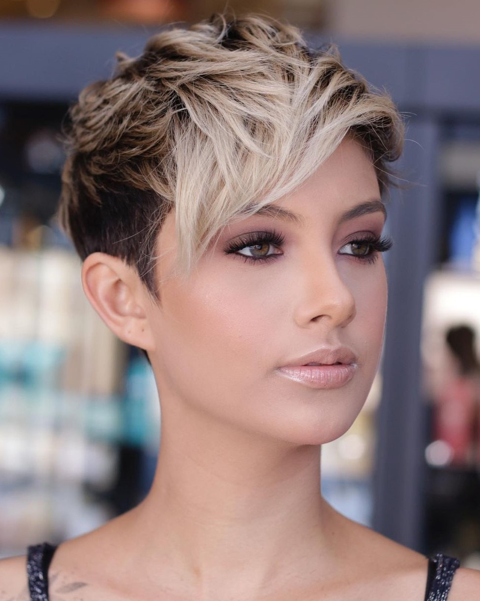 Platinum Blonde Pixie With Dark Roots — Winter Hair Colors for Short Hair