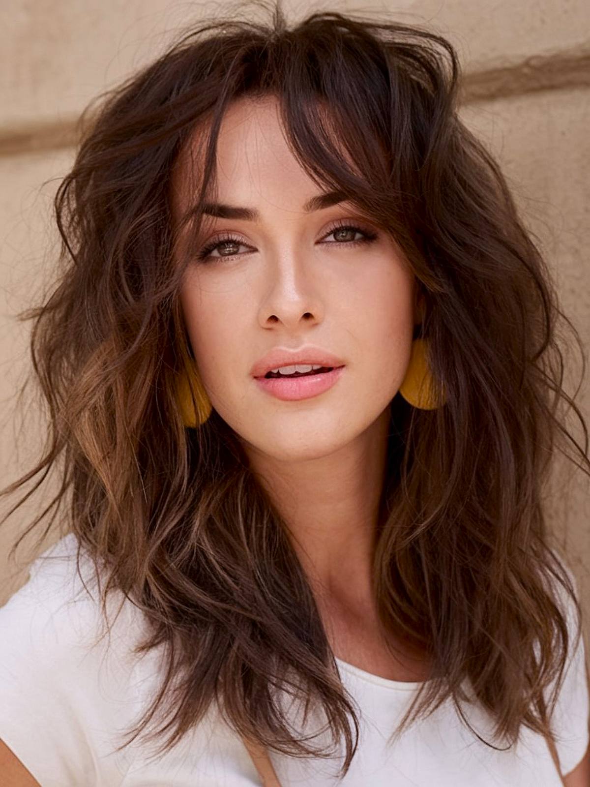 Textured Waves With Wispy Bangs Textured Waves With Wispy Bangs — Medium Length Winter Haircuts